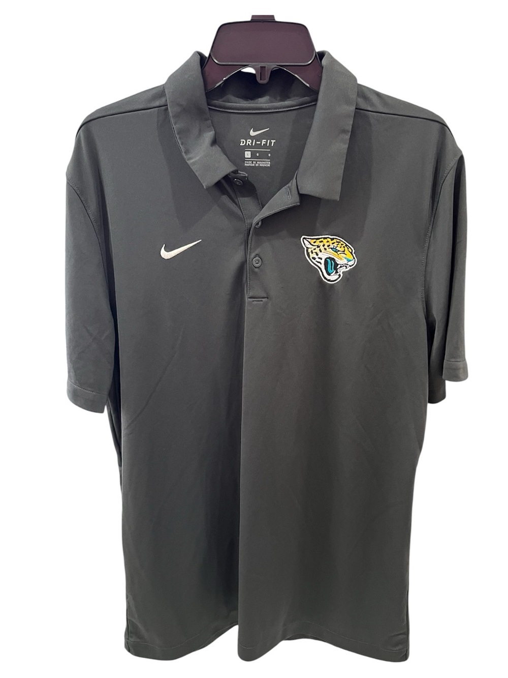 Nike Dri-Fit Jacksonville Jaguars Gray Embroidered Polo Shirt Size Large